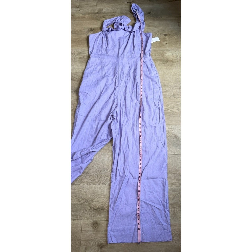 NWT Womens ON 34TH purple linen blend sleeveless jumpsuit ruffle summer size XL - Picture 8 of 16